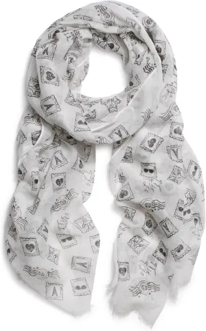 KARL LAGERFELD womens Wrap/Pareo Lightweight Postage Stamp Scarf