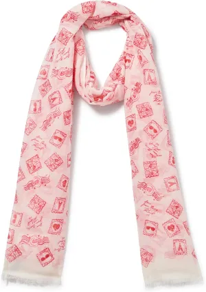KARL LAGERFELD womens Wrap/Pareo Lightweight Postage Stamp Scarf