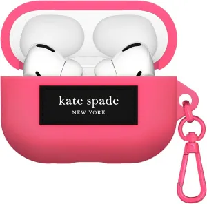 kate spade new york AirPods Pro 2nd / 1st Generation case with Keychain Ring - Pom Pom Pink, Silicone Cover for AirPods Pro 2nd / 1st Generation
