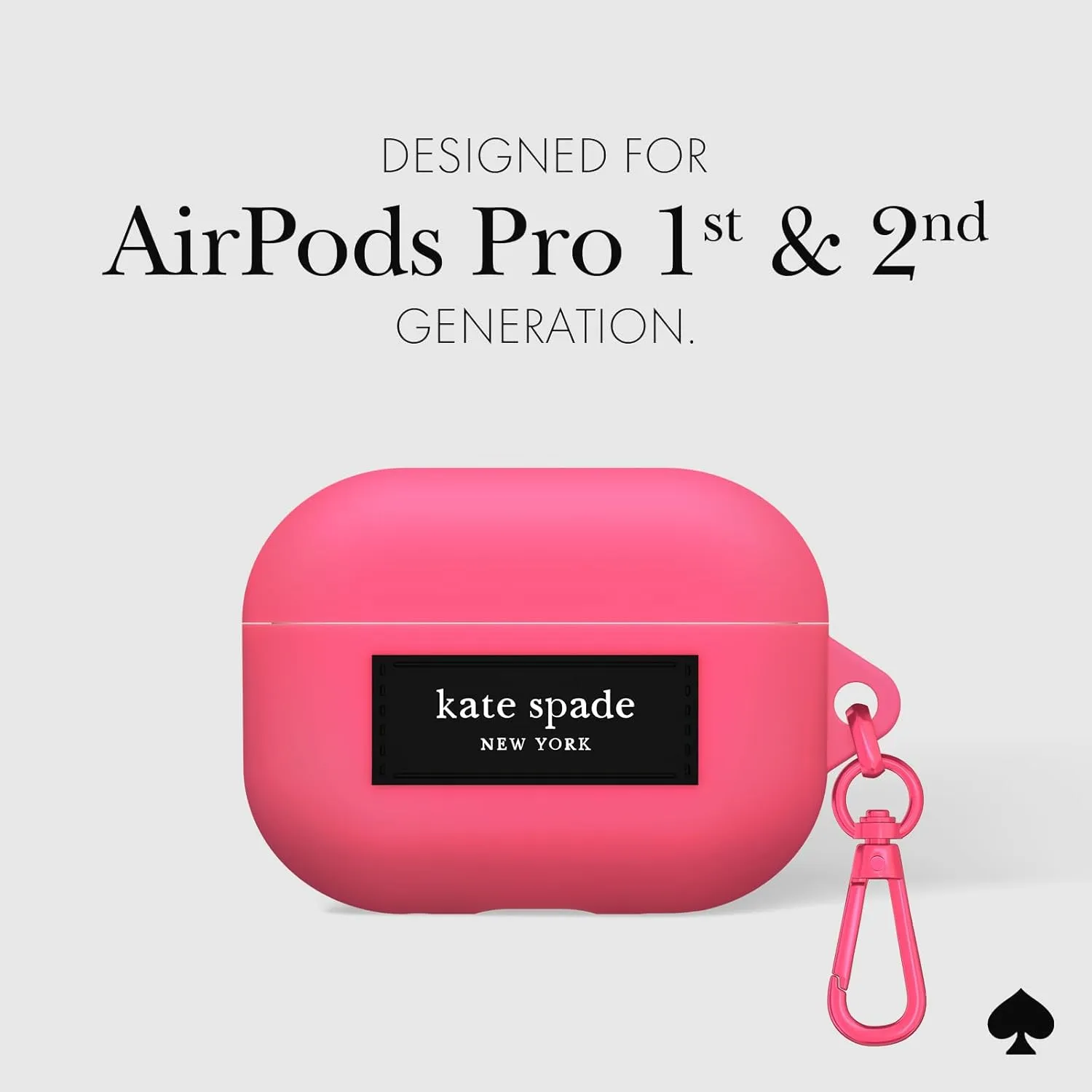 kate spade new york AirPods Pro 2nd / 1st Generation case with Keychain Ring - Pom Pom Pink, Silicone Cover for AirPods Pro 2nd / 1st Generation