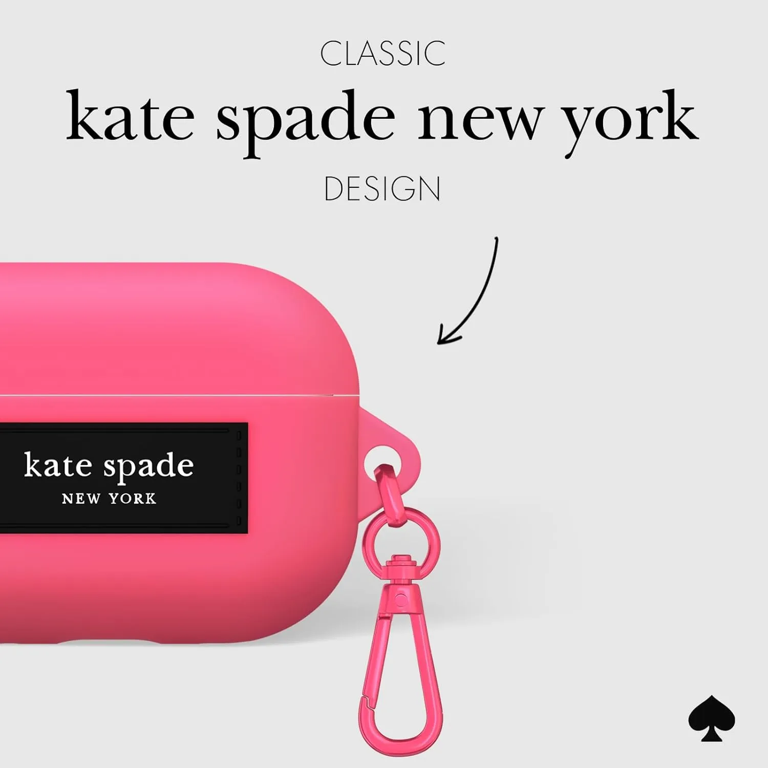 kate spade new york AirPods Pro 2nd / 1st Generation case with Keychain Ring - Pom Pom Pink, Silicone Cover for AirPods Pro 2nd / 1st Generation