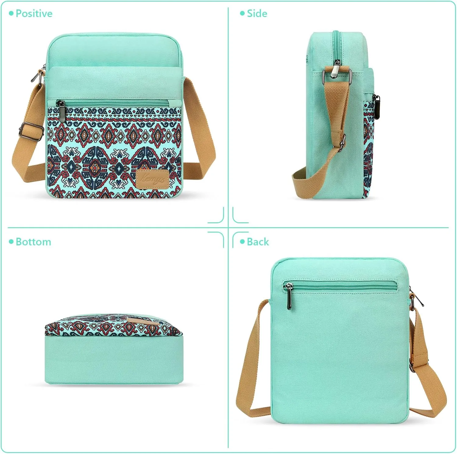 Kemy's Small Canvas Crossbody Bag for Teen Girls, Lightweight Messenger Shoulder Bags Cross Body Purse for Girls and Women