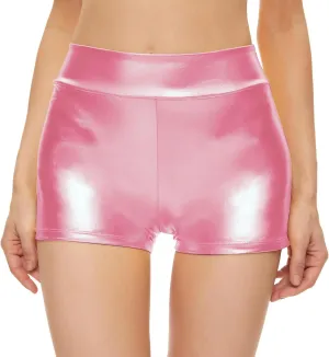 Kepblom Womens Metallic Booty Shorts High Waisted Shiny Rave Bottoms for Dance Festival Costumes