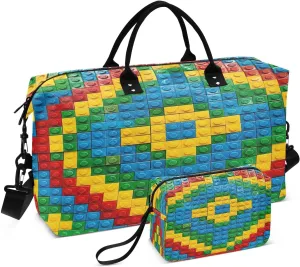 Kigai Colorful and Vibrant Toy Colors Travel Duffel Bags 2PCS,Sports Duffel Bags for Men Women,Weekender Overnight Bag Gym Tote Bag with Toiletry Bag