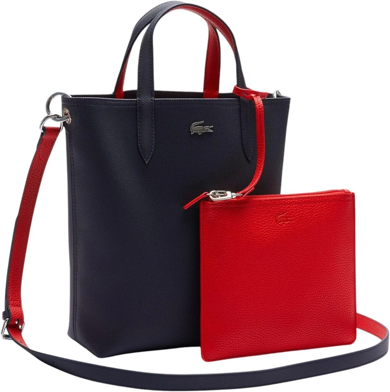 Lacoste Anna Reversible Coated Canvas Tote Bag and Detachable Pouch