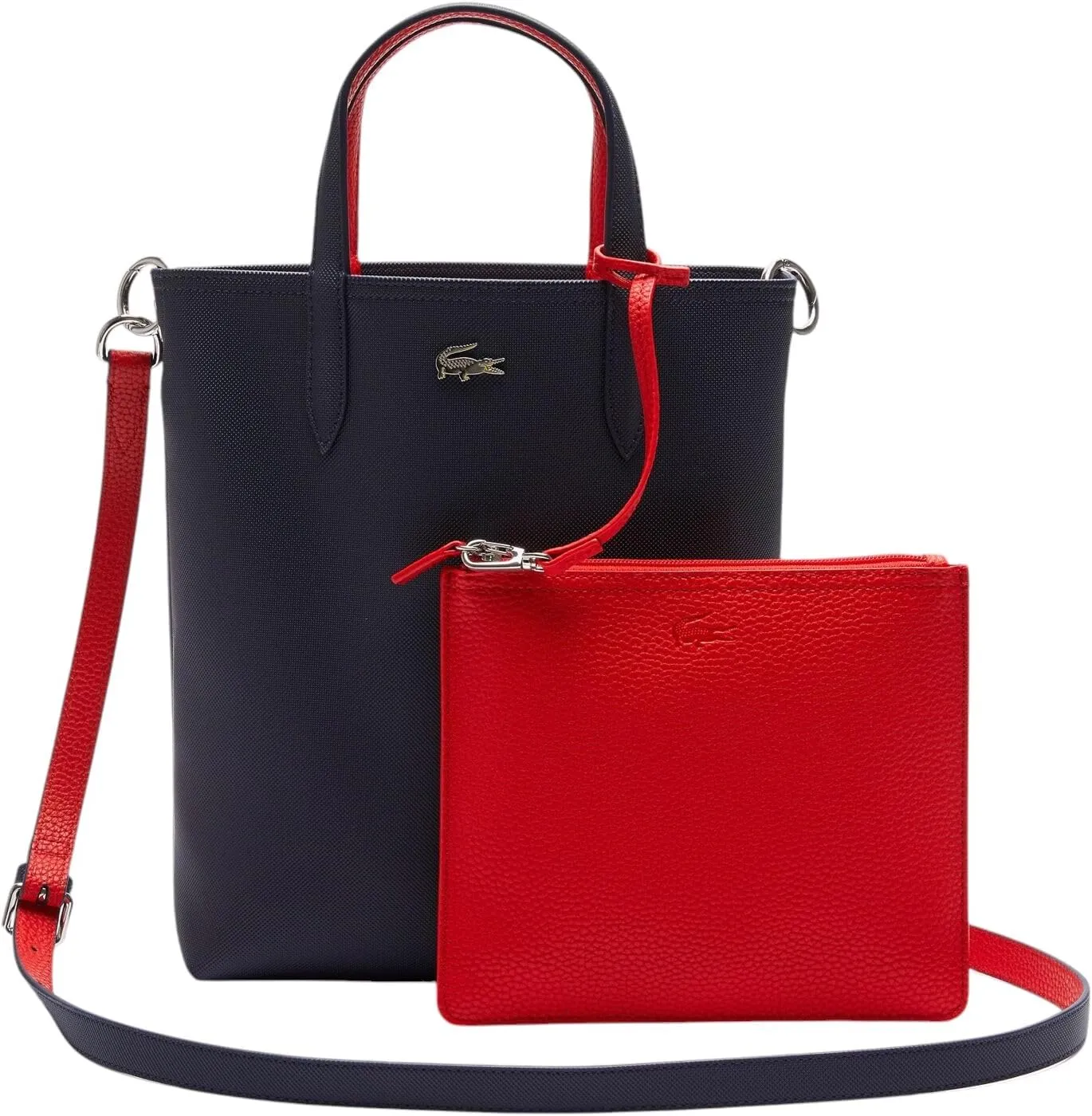 Lacoste Anna Reversible Coated Canvas Tote Bag and Detachable Pouch