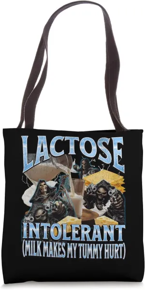 Lactose Intolerant Funny Hard Skeleton Meme Bootleg Graphic Tote Bag