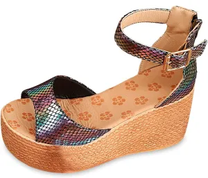 Ladies Bohemian Weave Open Toe Buckle Strap Slope Heel Thick Soled Roman Sandals Flip Flop Sandals for Women Wedge