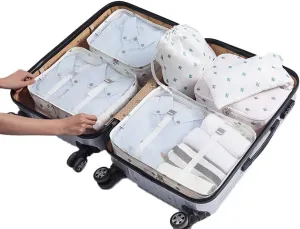 LANGUGU Compression Travel Luggage Organizers 6 Set, Mesh Clothes Bags Luggage Travel Packing Cubes with Bra Underwear Bag for Carry-on Luggage, Suitcase and Backpacking Accessories (Cactus)