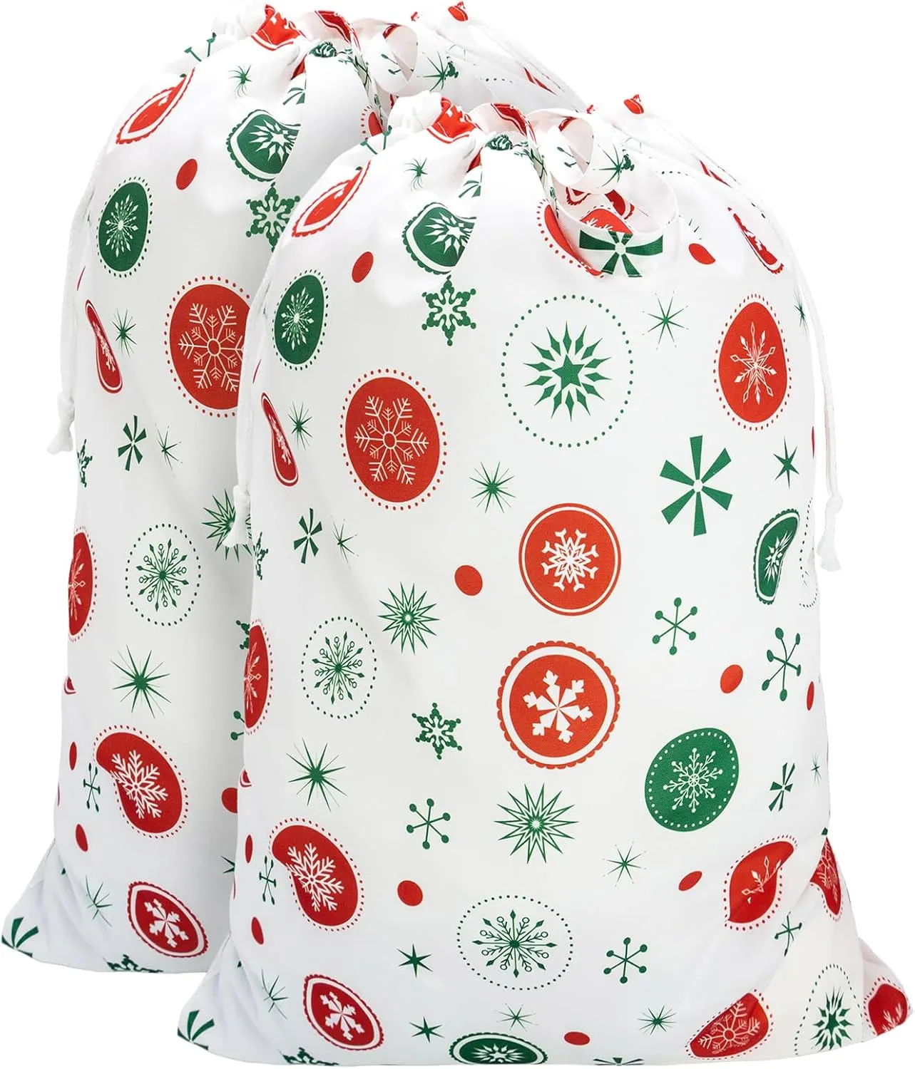 Large Christmas Gift Bags, Reusable Extra Large Gift Bag Jumbo Xmas Holiday Santa Present Bags Sacks, Laundry Bag With Handles, White (M, 2 Pack)