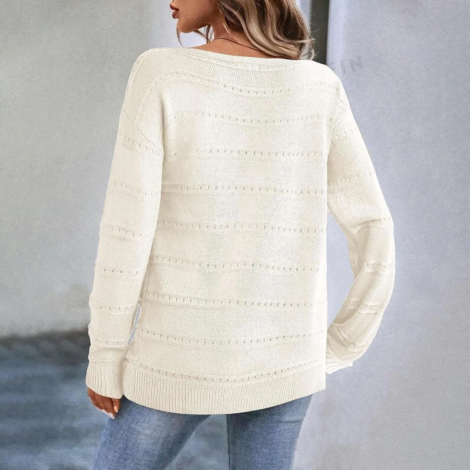 Lastesso Fall Sweaters for Women 2024 Lightweight Soft Long Sleeve Sweater Breathable Knitted Long Sleeve Slouchy Clothes