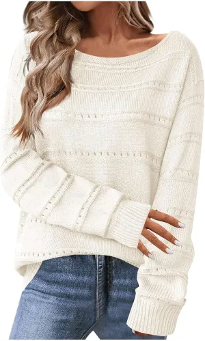 Lastesso Fall Sweaters for Women 2024 Lightweight Soft Long Sleeve Sweater Breathable Knitted Long Sleeve Slouchy Clothes