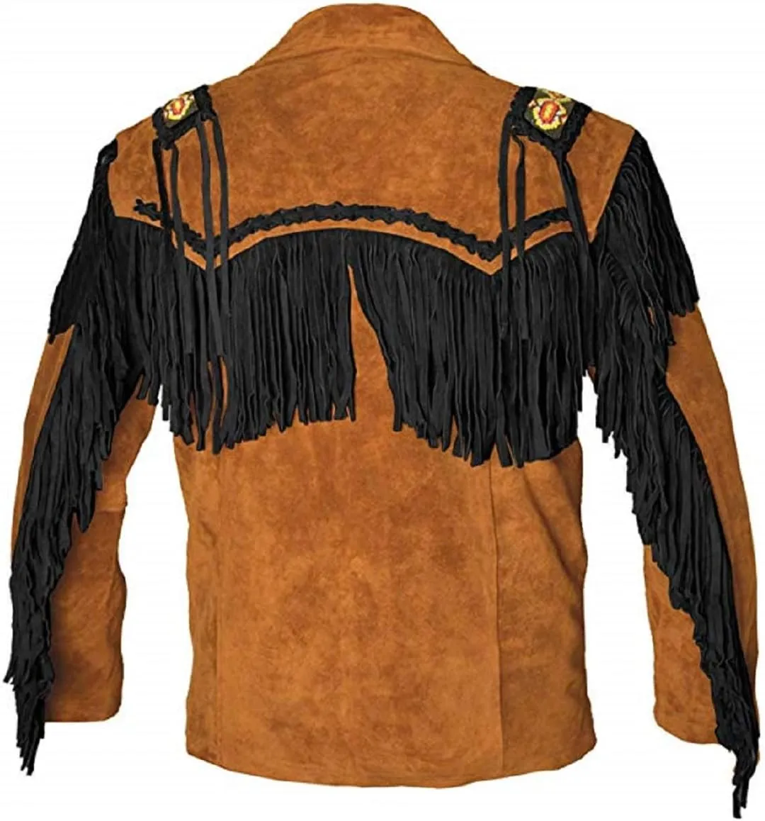 LEATHERAY Western Leather Jackets for Men Cowboy Leather Jacket and Fringe Beaded Coat Suede Leather shirt