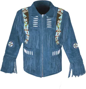LEATHERAY Western Leather Jackets for Men Cowboy Leather Jacket and Fringe Beaded Coat Suede Leather Shirt