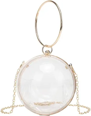 LETODE Mini Round Ball Shape Purse Transparent Evening Clutches Cute Clear Acrylic Box Shoulder Bags Handbag for Women