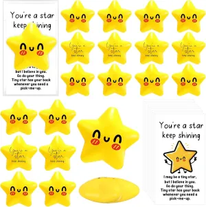 Libima 30 Pcs Inspirational Stress Balls Bulk for Graduation End of Year Student Gifts from Teacher Thank You Appreciation Positive Gift Emotional Funny Balls with Card for Employee Team (Star)