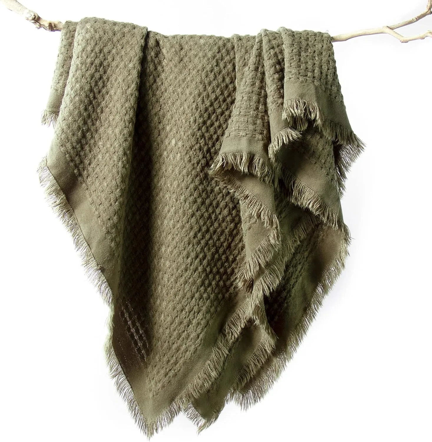 lifein Fall Throw Blanket for Couch-Soft Boho Bed Throw Blankets,Cozy Knitted Green Waffle Throw,Small Farmhouse Lightweight Blanket&Throw for Autumn,Woman,Man,Chair,Sofa,Home Decor(Green,50 * 60")