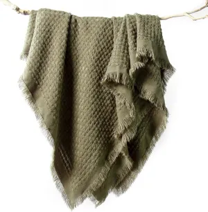 lifein Fall Throw Blanket for Couch-Soft Boho Bed Throw Blankets,Cozy Knitted Green Waffle Throw,Small Farmhouse Lightweight Blanket&Throw for Autumn,Woman,Man,Chair,Sofa,Home Decor(Green,50 * 60")