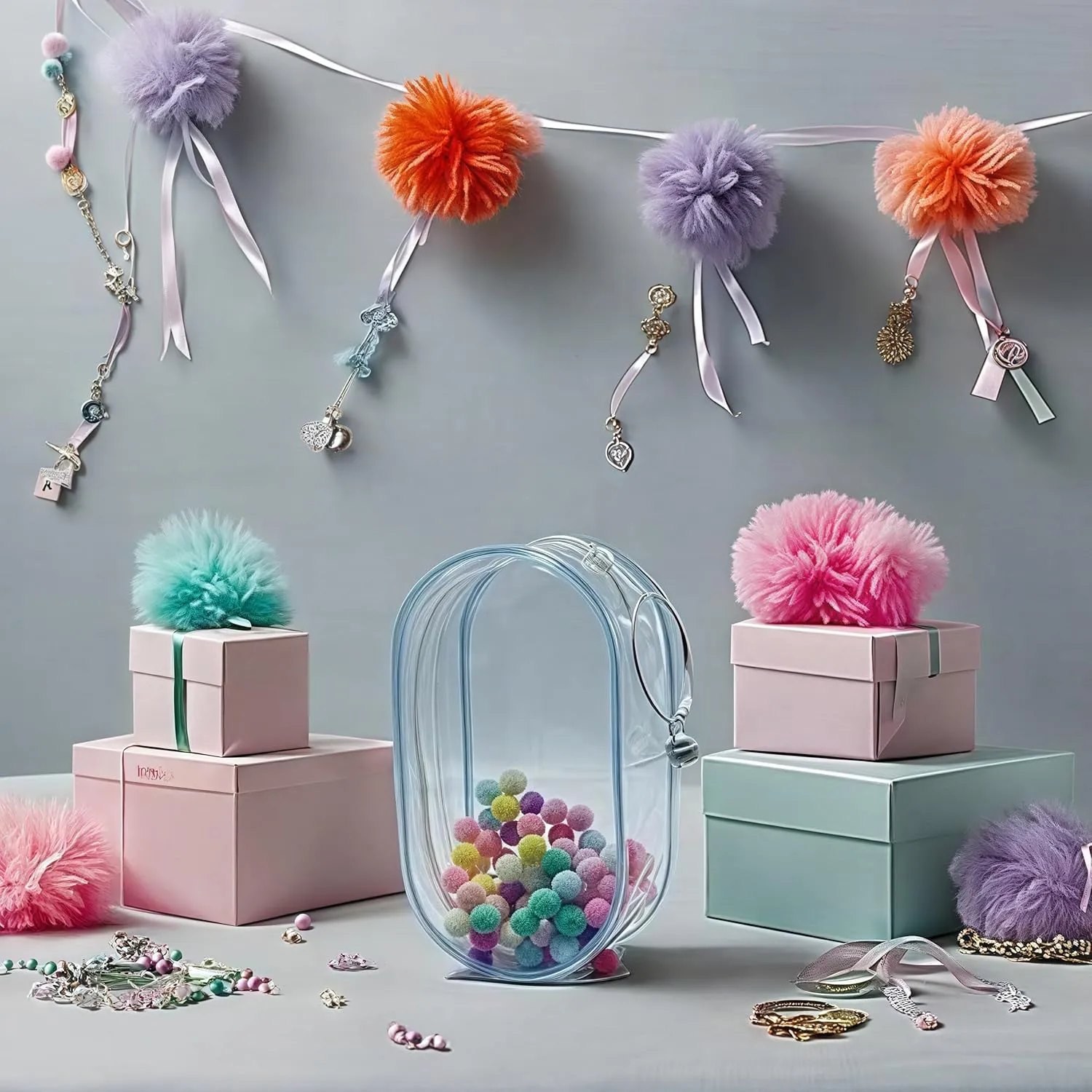 Light Blue Clear Bags Accessories for Doll,Can Be Installed Inside And Outside The Bag,Can Be Filled With Cute for Doll (Light Blue, Large)