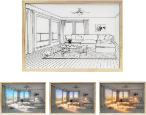 Light Up Painting, LED Paintings Light Up Wall Art 4D Painting Pictures Frames Canvas Dog Wall Decor Dimmable Night Lights for Home, Bedroom, Kitchen, Kids Art Frames, Unique Lamps, Gift Ideas