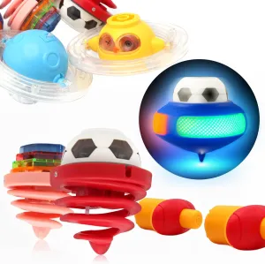 Light Up Spinning Tops with Music Assorted LED Spinner Toys for Kids Girls Boys Novelty Party Favors & Gifts Gyro with Launcher 6 Pcs