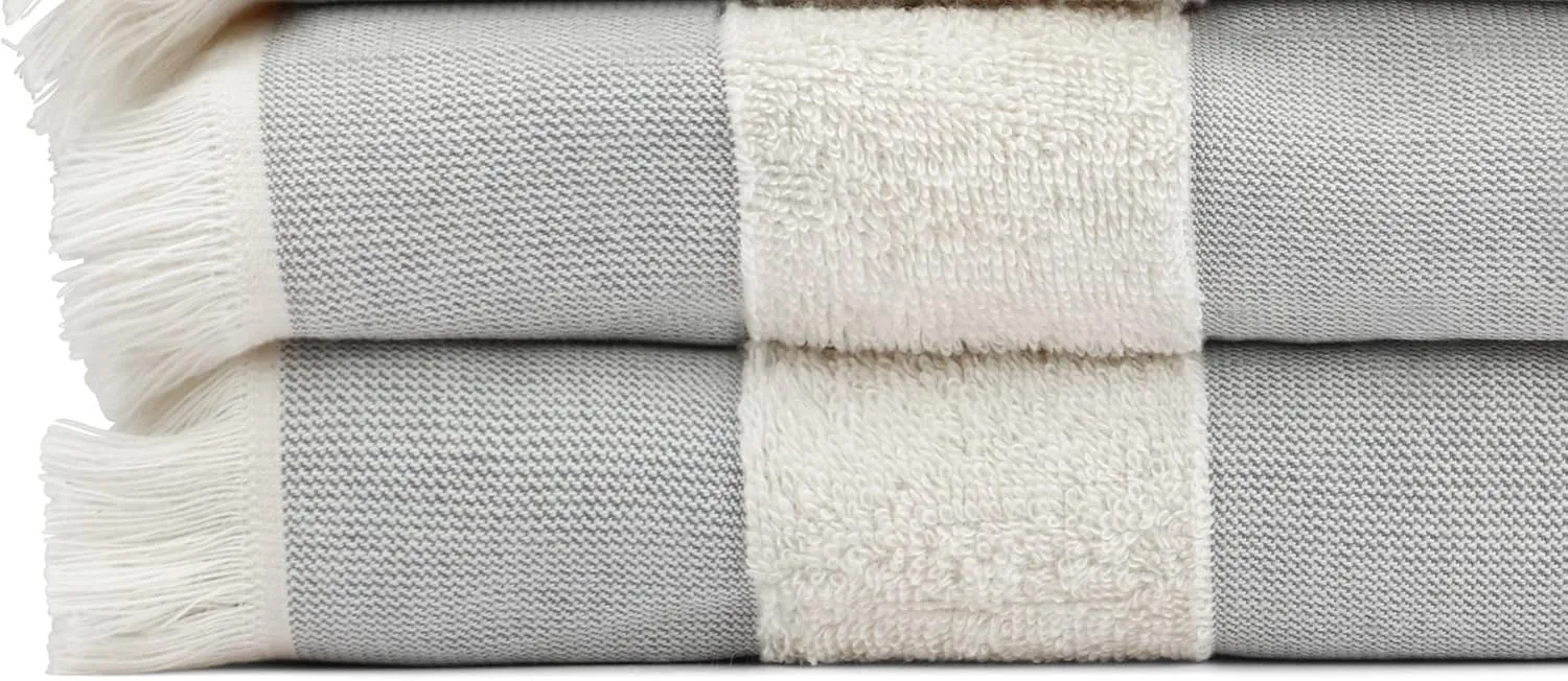 Lightweight Turkish Beach Towel - 100% BCI Cotton, Unbleached Raw Fringe, Oeko-TEX Certified, Absorbent, Eco-Friendly, 36x66 in, 1 lb, Natural Stripe, Portable Sarong Blanket for Pool, Travel, Gift