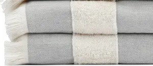 Lightweight Turkish Beach Towel - 100% BCI Cotton, Unbleached Raw Fringe, Oeko-TEX Certified, Absorbent, Eco-Friendly, 36x66 in, 1 lb, Natural Stripe, Portable Sarong Blanket for Pool, Travel, Gift