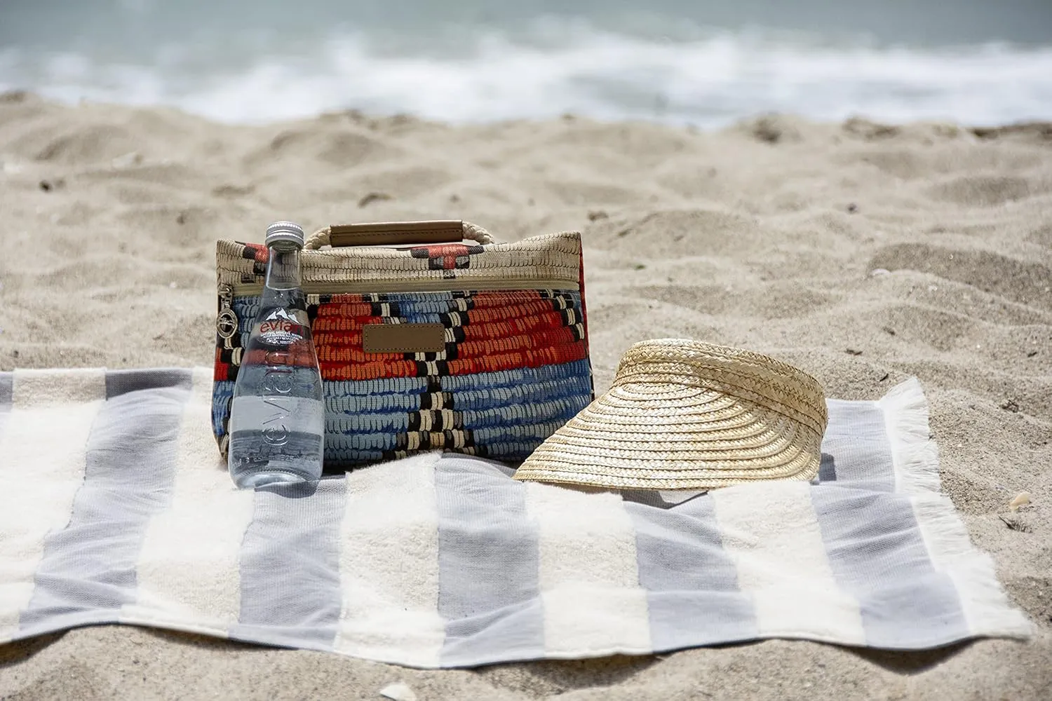 Lightweight Turkish Beach Towel - 100% BCI Cotton, Unbleached Raw Fringe, Oeko-TEX Certified, Absorbent, Eco-Friendly, 36x66 in, 1 lb, Natural Stripe, Portable Sarong Blanket for Pool, Travel, Gift