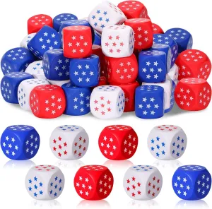 Liliful 60 Pcs 4th of July Stress Balls Bulk 1.57 Inch Mini Patriotic Stress Balls Red White and Blue Star Cubes Relief Fidget Toys for Independence Day Memorial Day Party Supplies