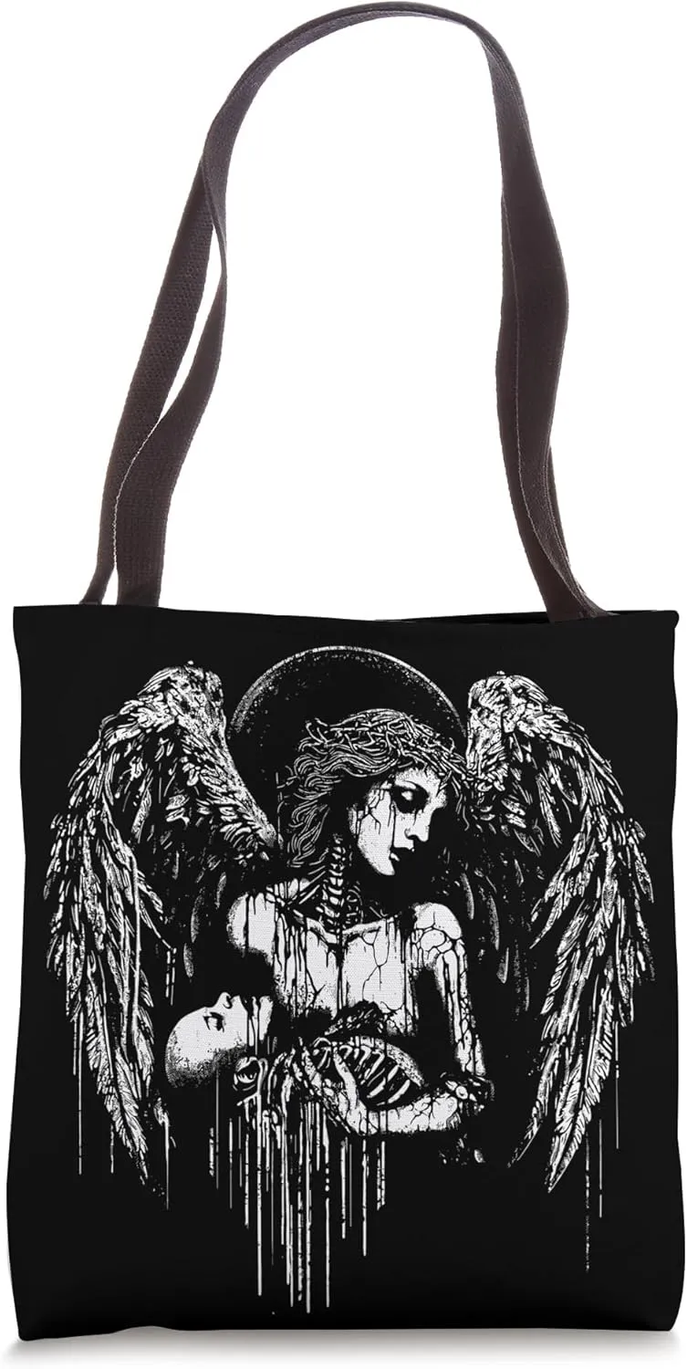 Lilith Innana Mesopotamian Goddess Holding Baby Angel Grungy Tote Bag
