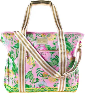 Lilly Pulitzer Pink Picnic Beach Cooler, Insulated Soft Cooler Bag with Adjustable Shoulder Strap and Zippered Top, Large for Groceries or Travel, Via Amore Spritzer