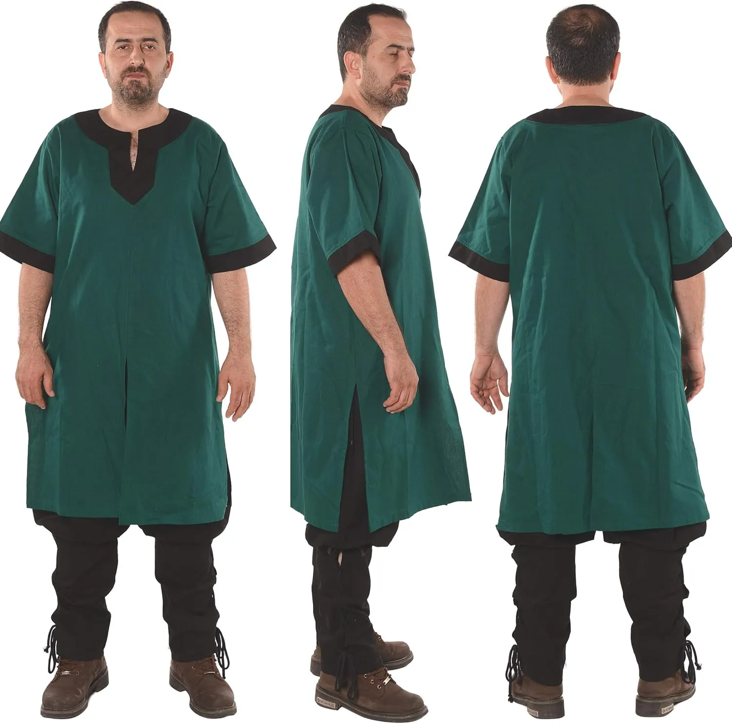 Loki Medieval Viking Cotton Half-Sleeve Tunic by Calvina Costumes - Made in Turkey
