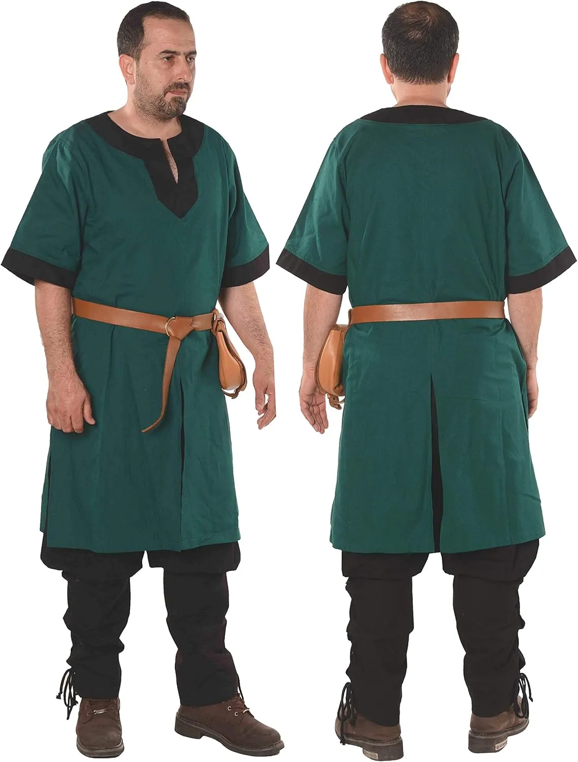 Loki Medieval Viking Cotton Half-Sleeve Tunic by Calvina Costumes - Made in Turkey