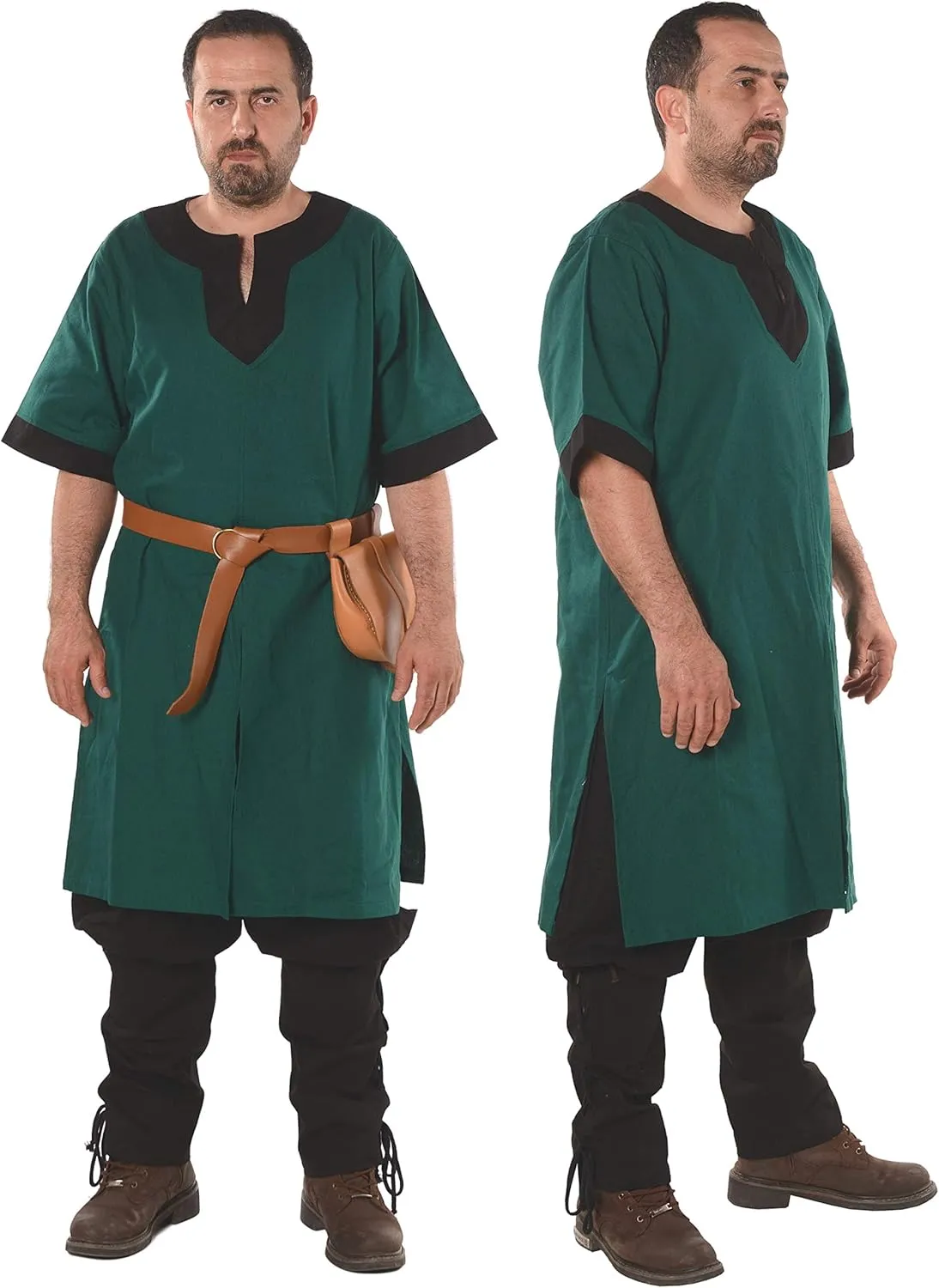 Loki Medieval Viking Cotton Half-Sleeve Tunic by Calvina Costumes - Made in Turkey