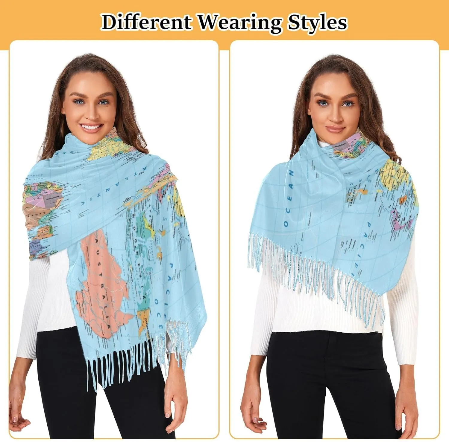Long Scarves for Women with Fringe,Super Soft Cashmere Feel Scarf Wraps and Pashminas for Women Ladies Girls