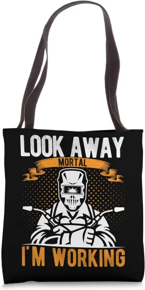 LOOK AWAY MORTAL I'M WORKING Retro Sci-fi Fun Knight Tote Bag