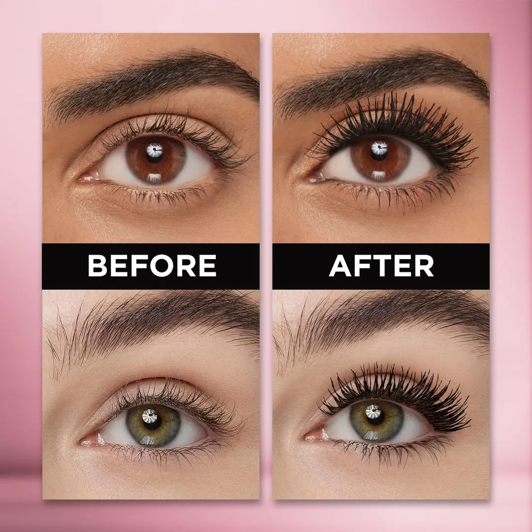 L'Oreal Paris Makeup Voluminous Lash Paradise Mascara, Voluptuous Volume, Intense Length, Feathery Soft Full Lashes, No Flaking, No Smudging, No Clumping, Black Brown, 2 Count, Packaging May Vary