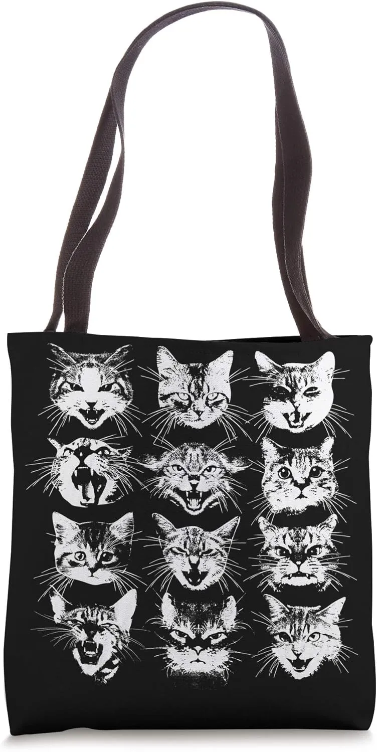 Lots Of Hissing And Cute Cats Goth Punk Kitty Lover Tote Bag