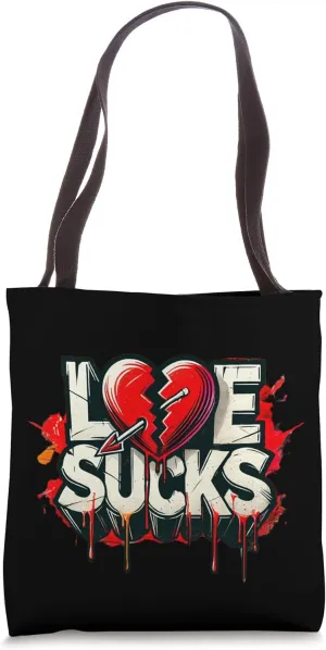 Love Sucks Broken Heart Dripping Design Tote Bag