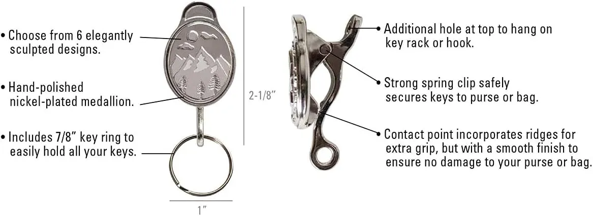Lucky Line Purse Charm Keychain, womens Key Clip for Purse, Mandala (49501) Small