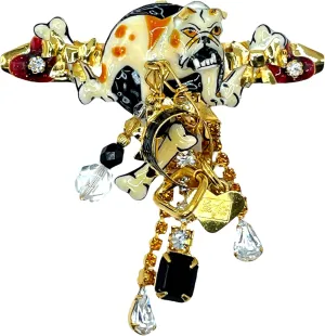 Lunch at The Ritz Bulldog Dog Lover Pin and Pendant Jewelry – 22k Gold Plating