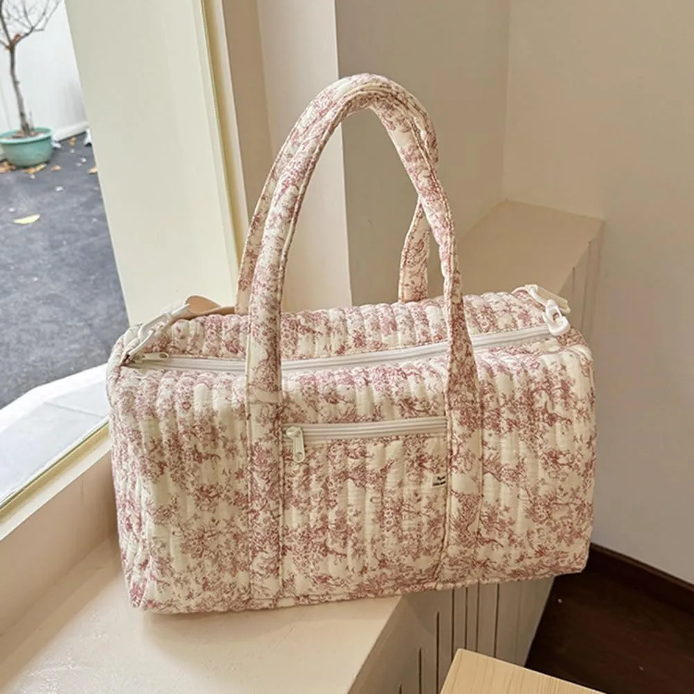 Lushandy Large Diaper Bag Tote, Cute Diaper Bag Puffer Travel Diaper Bag with Long Stap Hospital Bag Maternity Bag Nurse Bag