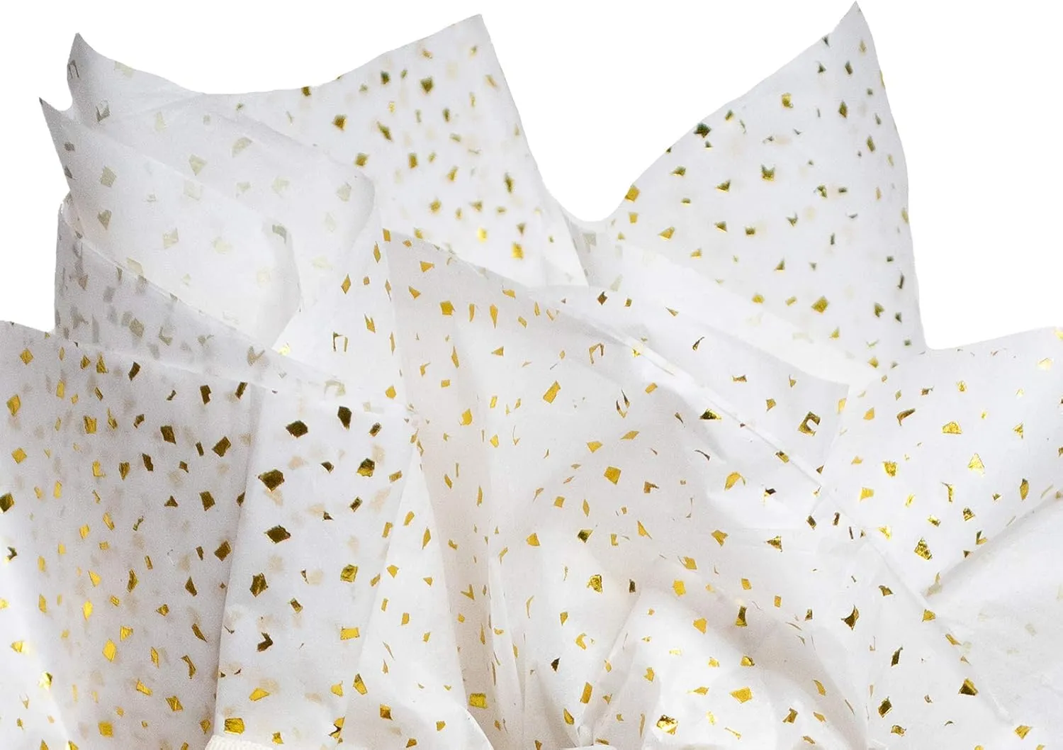 Made in USA 50-Sheet Hot Stamp Glitter Gift Tissue Paper Pack, 20" X 30" (Gold on White)