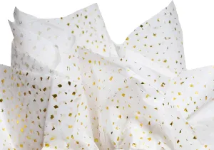Made in USA 50-Sheet Hot Stamp Glitter Gift Tissue Paper Pack, 20" X 30" (Gold on White)