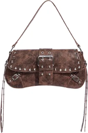 MakeMeChic Women's Shoulder Bags Y2K PU Leather Clutch Small Purse Hobo Bags