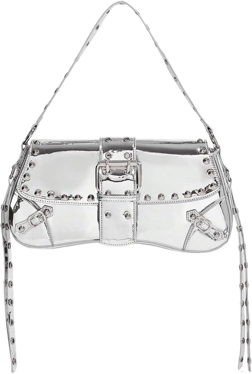 MakeMeChic Women's Shoulder Bags Y2K PU Leather Clutch Small Purse Hobo Bags