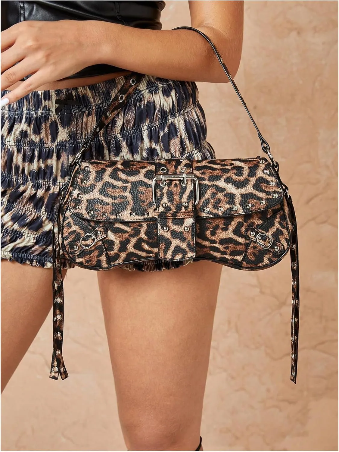 MakeMeChic Women's Shoulder Bags Y2K PU Leather Clutch Small Purse Hobo Bags
