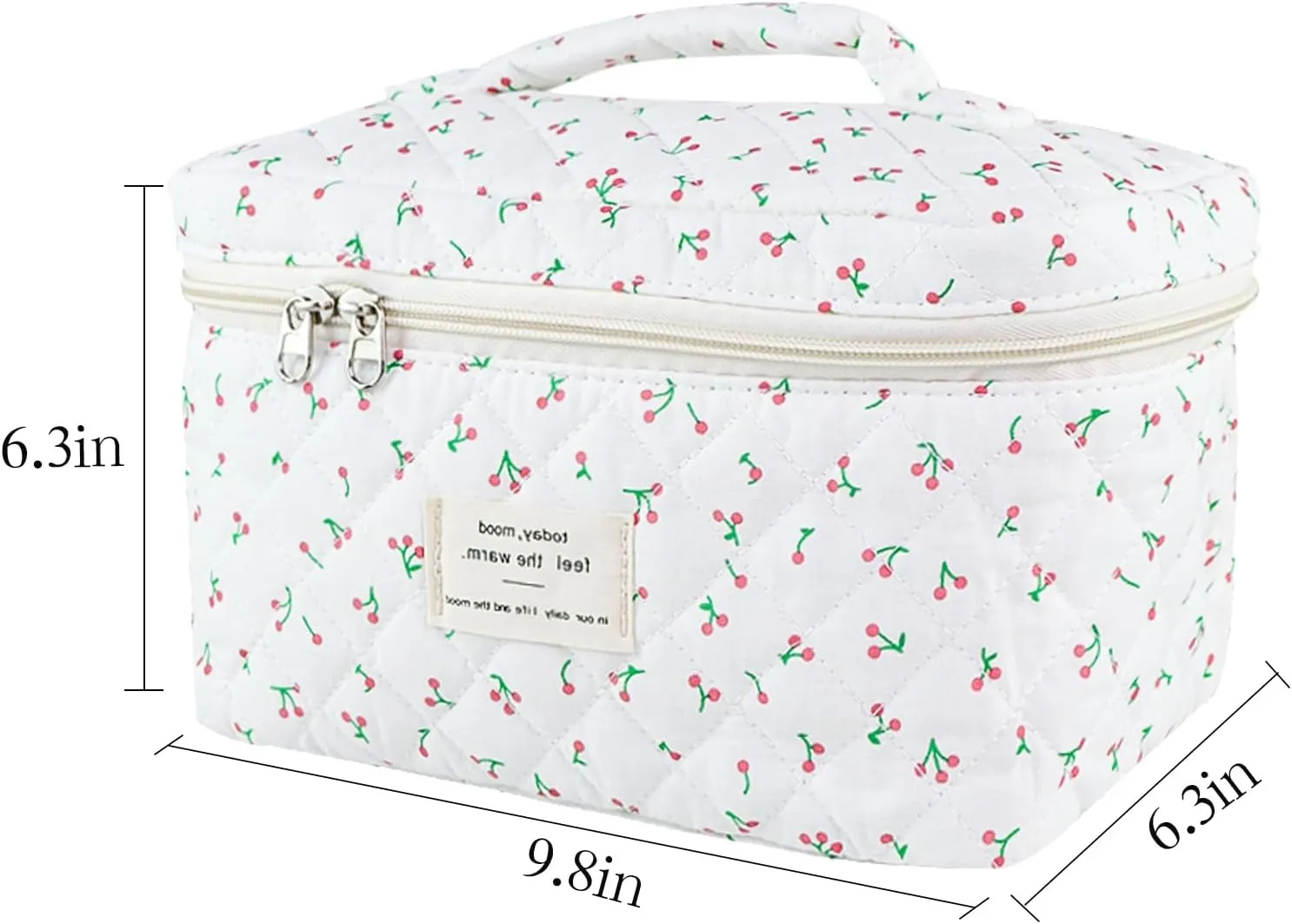 Makeup Bag, Floral Quilted Cosmetic Bag, Large Travel Aesthetic Make up Bag, Cute Coquette Toiletry Bag for Women Girls