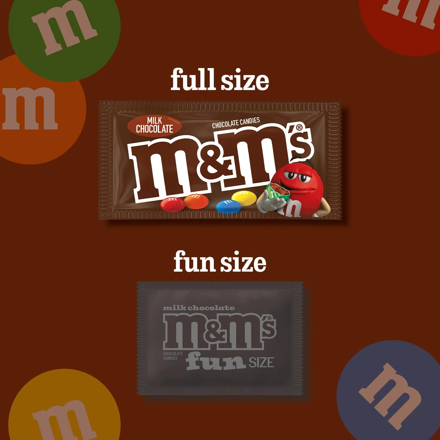 M&M'S Milk Chocolate Candy, Full Size 1.69 oz Bag, Pack of 36 Bulk Candy Chocolate