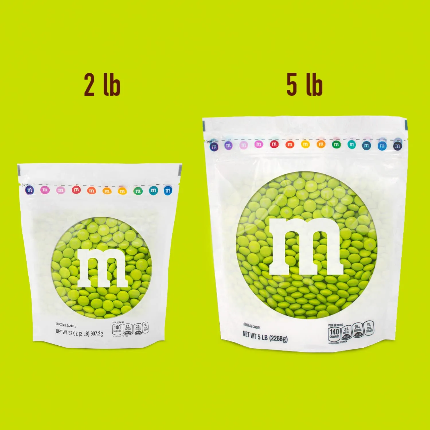 M&M’S WORLD Electric Green Milk Chocolate Candy - 2lbs of Bulk Chocolate Candy in a Resealable Pack for Birthdays, Graduations, St. Patrick's Day Celebrations, and More